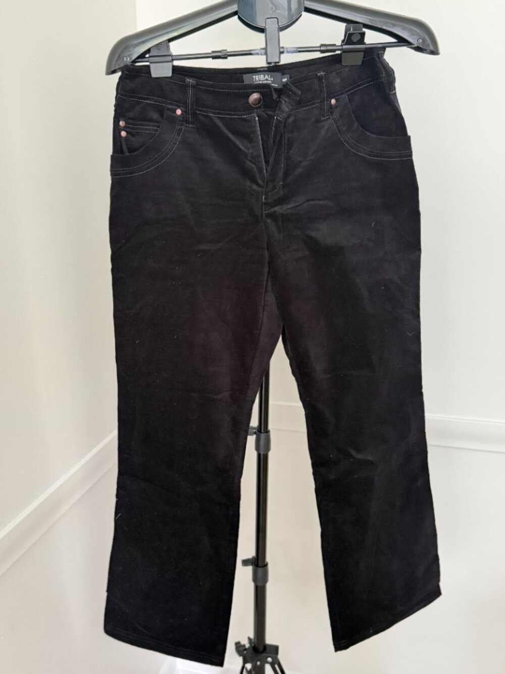 Tribal Black Velvet Stretch Pants Size 6P